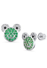 little silver cubic zirconia frog baby stud earrings